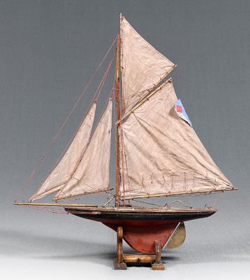 Appraisal: Model of yacht single-masted vessel marked on one side The