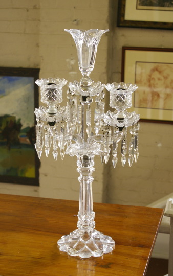 Appraisal: Rare American Pressed Glass Tall Two-Light Candelabrum first quarter th