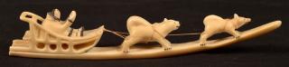 Appraisal: Vintage Eskimo Walrus Ivory Carving Dog sled team and driver