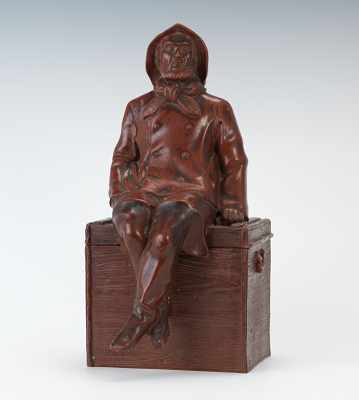 Appraisal: A Seated Fisherman Tobacco Jar Monochrome by William Schiller Sohn