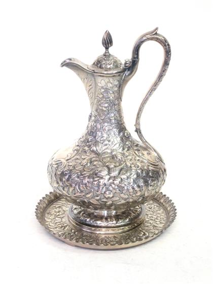 Appraisal: Sterling silver wine ewer and underplateh h curtis co north