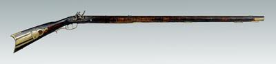 Appraisal: Flintlock long rifle figured maple full stock with dark finish