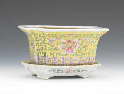 Appraisal: A Chinese Porcelain Famille Jaune Small Jardinier Republic Period Thickly