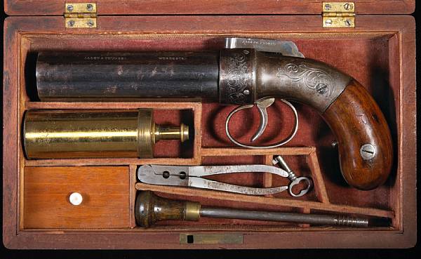 Appraisal: A fine cased Allen amp Thurber percussion pepperbox pistol Serial