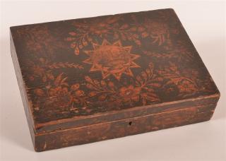 Appraisal: th C Japaned Dresser Box with Floral and Star Decoration