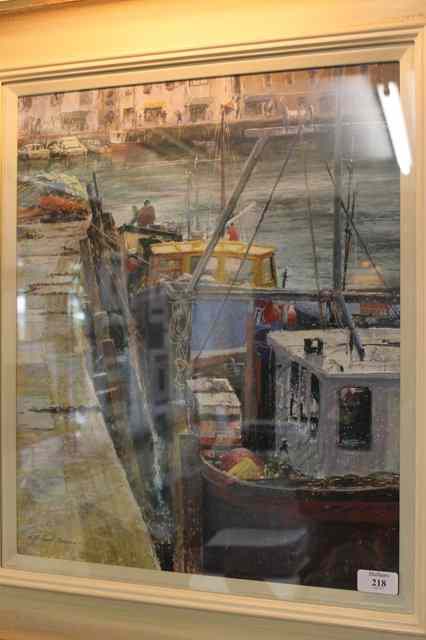 Appraisal: Michael Norman th Century Fishing boats at Mevagissey signed in