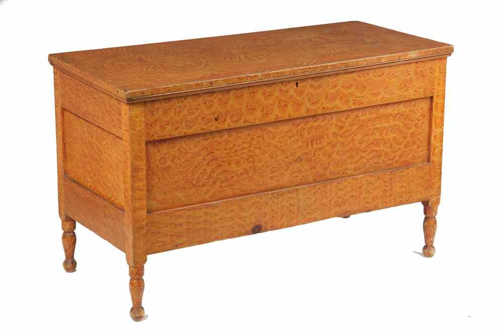 Appraisal: PAINT DECORATED BLANKET CHEST - Country Sheraton Sponge Paint Decorated