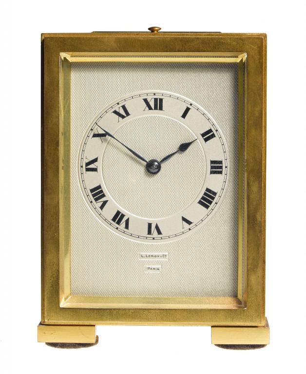 Appraisal: A FRENCH ART DECO GILT BRASS CARRIAGE CLOCK the engine