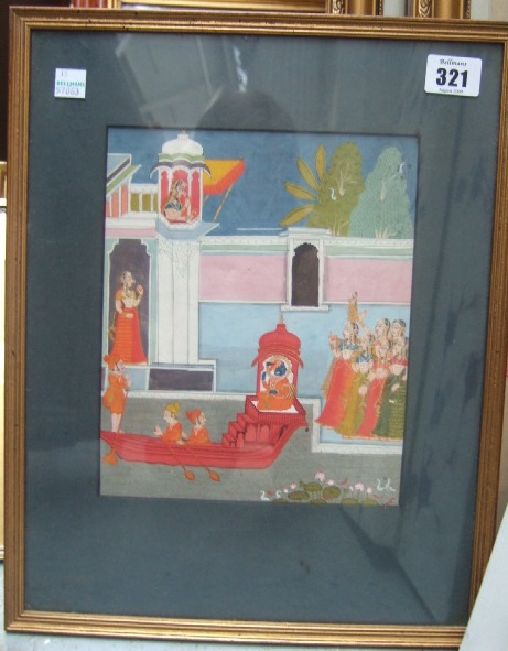 Appraisal: Jaipur th century Vishnu and the holy family gouache on