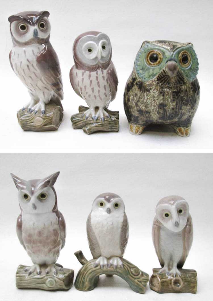 Appraisal: SIX LLADRO OWL PORCELAIN FIGURINES including Little Eagle Owl Small