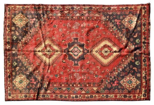 Appraisal: Hand-tied Persian Shiraz rug approx ' l ' w