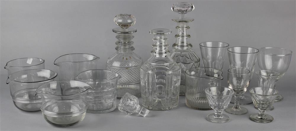 Appraisal: GROUP OF VARIOUS GLASS PIECES including a barrel-shaped decanter and