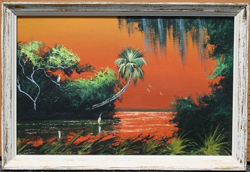 Appraisal: HAIR Alfred American - Florida Highwaymen Orange Sunset River Landscape