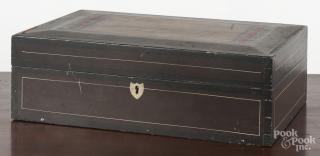 Appraisal: Painted pine lock box th c the lid with a