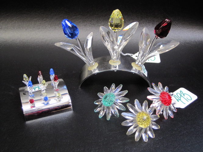 Appraisal: SWAROVSKI AUSTRIAN CUT CRYSTAL FLOWERS STANDS pieces Includes three Tulips