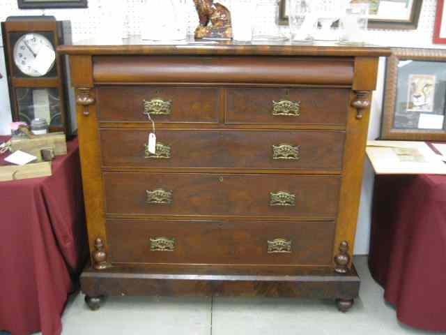 Appraisal: Empire Chest mahogany elaborate brasspulls six drawers '' wide x