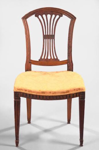 Appraisal: Provincial Louis XVI-Style Fruitwood Sidechair mid- th century the domed