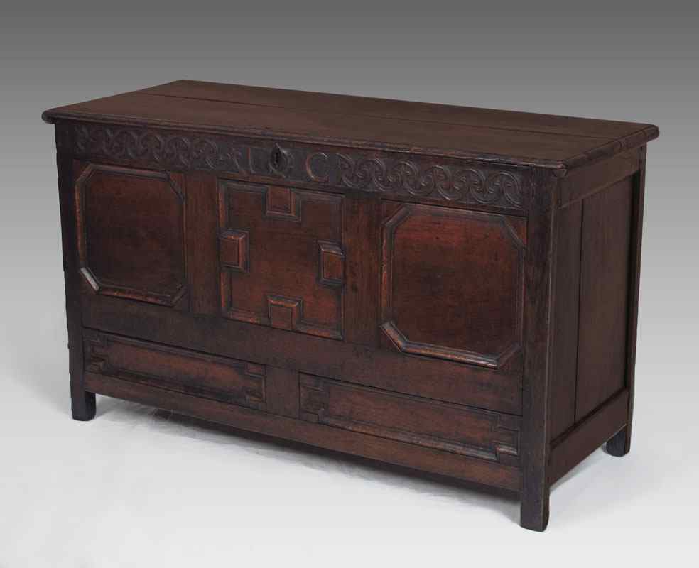 Appraisal: EARLY TH CENTURY ENGLISH OAK BLANKET CHEST board top with