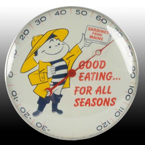 Appraisal: Pam Promoting Sardines from Maine Thermometer Description Glass metal Almost