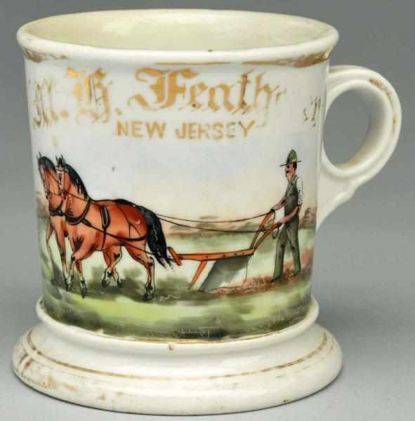 Appraisal: Farmer Shaving Mug Gilded M G Featherer New Jersey Nice