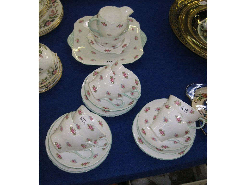 Appraisal: Shelley Rosebud six setting teaset and an ashtray