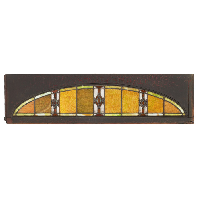 Appraisal: Prairie School window arched form in leaded glass with geometric