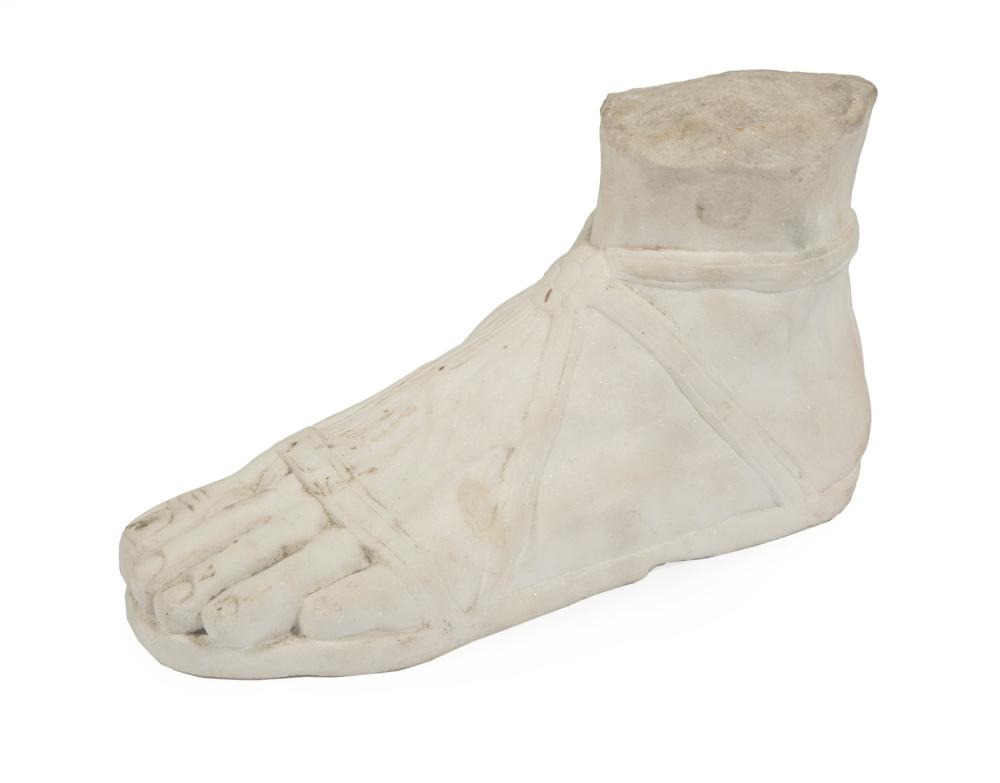 Appraisal: Carved Marble Sandaled Foot after an Antique Roman example h