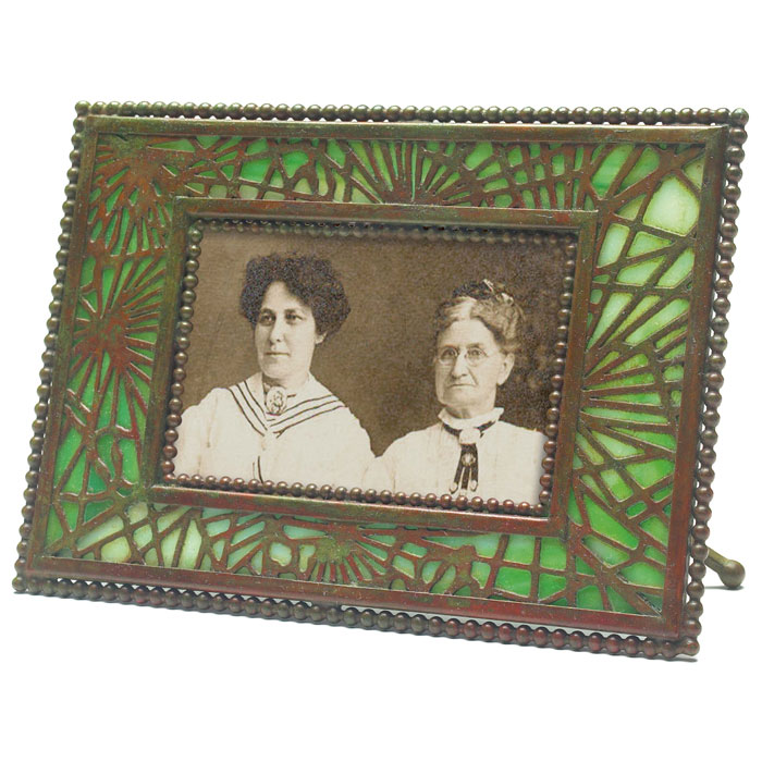 Appraisal: Tiffany Studios frame bronze in the pine needle pattern over