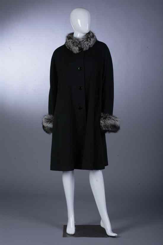 Appraisal: FLEURETTE CHARCOAL GREY CASHMERE AND WOOL BLEND FUR TRIMMED COAT