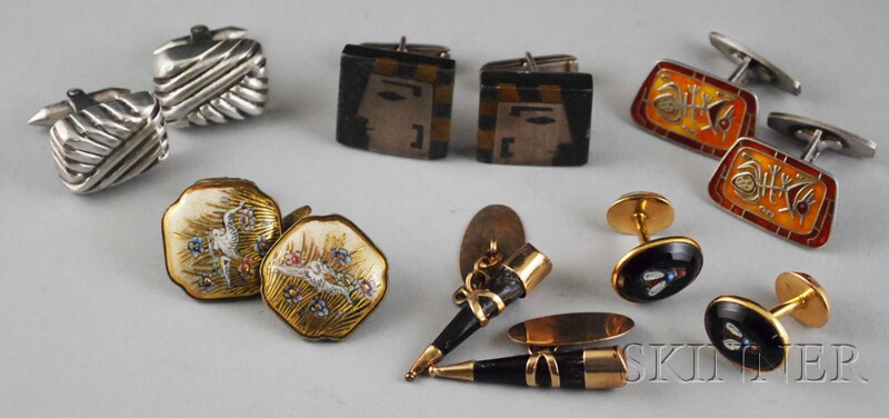 Appraisal: Six Pairs of Cuff Links Los Castillo mixed metal vintage