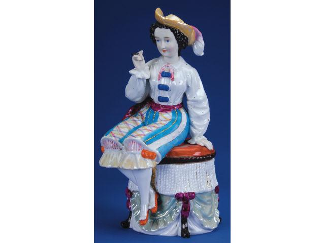 Appraisal: Porcelain Humidor of a Lady with Cigar Germany ca fine