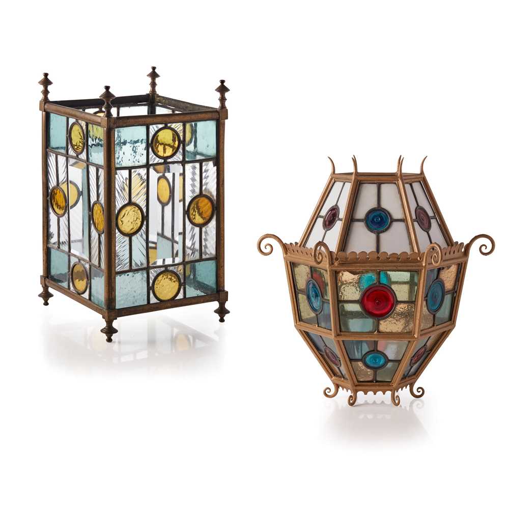 Appraisal: ENGLISH AESTHETIC MOVEMENT HALL LANTERN CIRCA stained and leaded glass