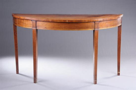 Appraisal: GEORGE III DEMILUNE CONSOLE early th century Satinwood banded edge