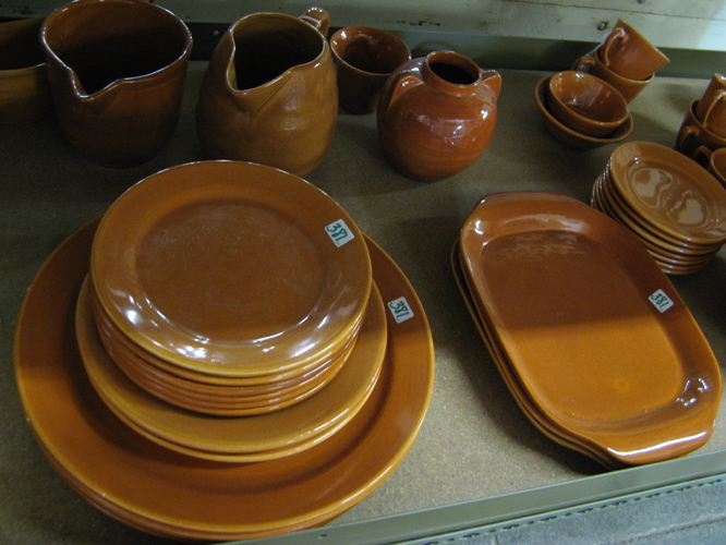 Appraisal: A PIECE GROUP OF CALIFORNIA BAUER POTTERY TABLEWARE in shades