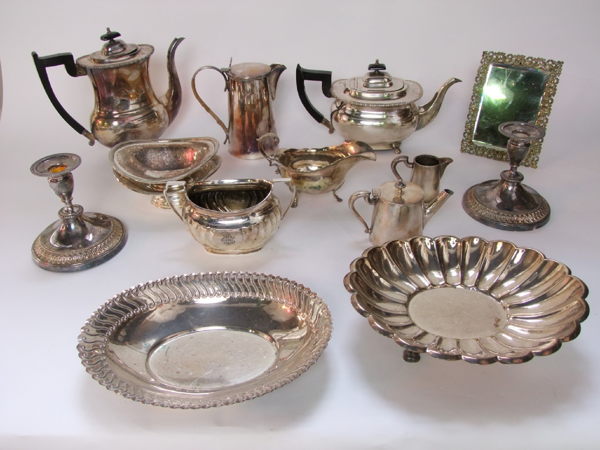 Appraisal: Silver plated wares to include a teapot and hot water