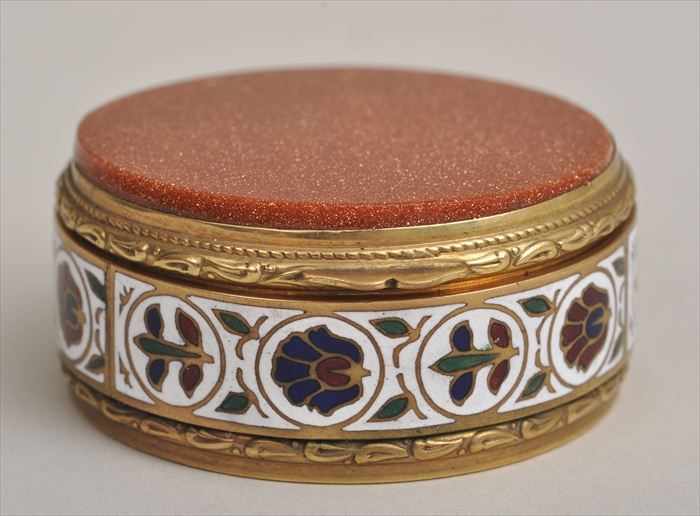 Appraisal: SILVER-GILT ENAMEL AND BLOODSTONE SMALL BOX Bearing marks for Faberge