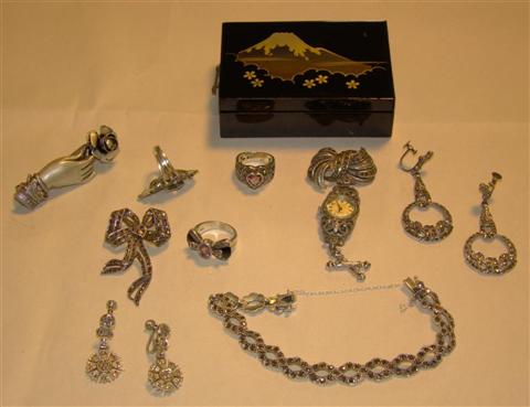 Appraisal: GROUP OF MARCASITE JEWELRY Including a charming pendant watch in