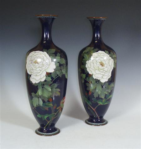 Appraisal: A pair of large Japanese cloisonn enamel vases each of