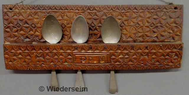 Appraisal: Chip carved spoon rack initialed P P M h x