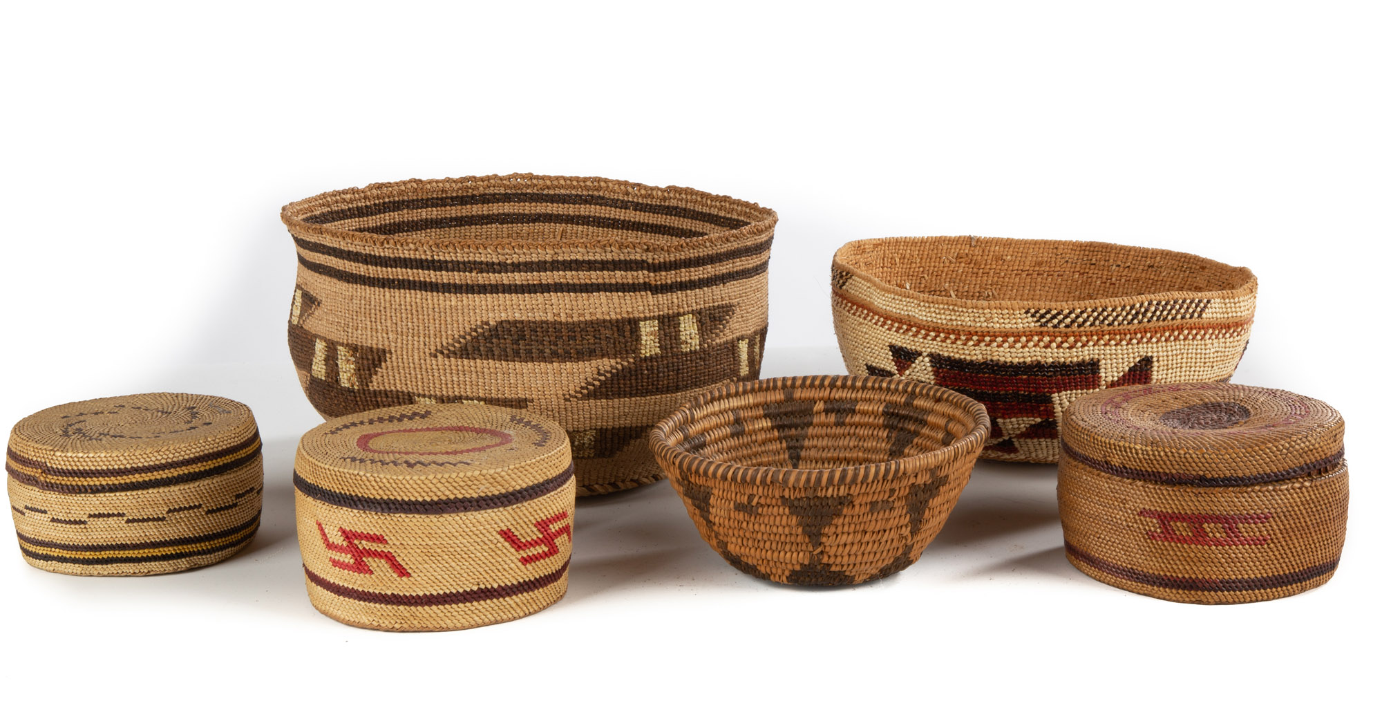 Appraisal: VINTAGE NATIVE AMERICAN WOVEN BASKETS circa