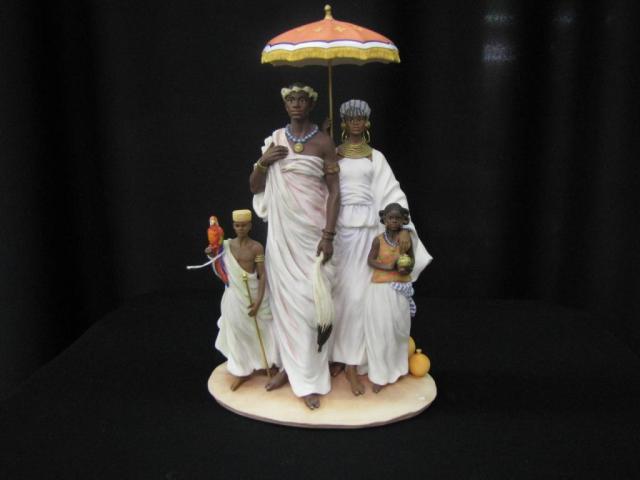 Appraisal: Sarah's Attic porcelain figural grouping including Ancestors family with umbrella