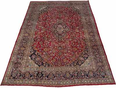 Appraisal: A Large Kashan Carpet Medium thick pile on cotton weft