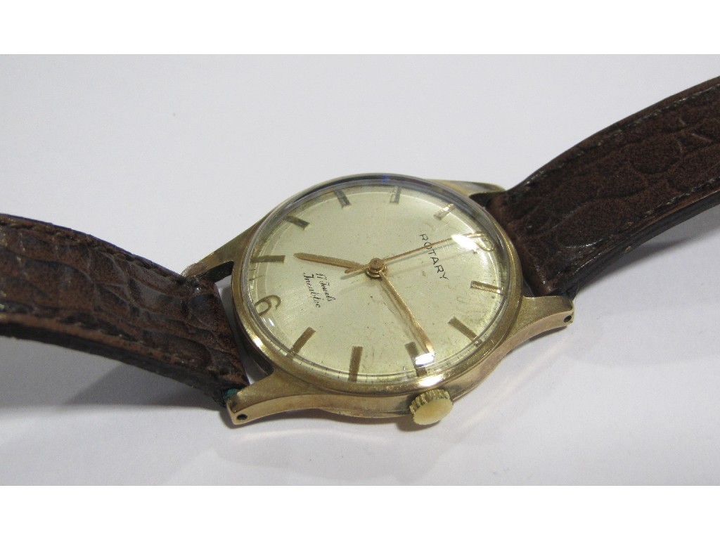 Appraisal: Gents ct gold Rotary wrist watch on leather strap