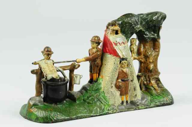 Appraisal: BOY SCOUT CAMP MECHANICAL BANK J E Stevens Co designed