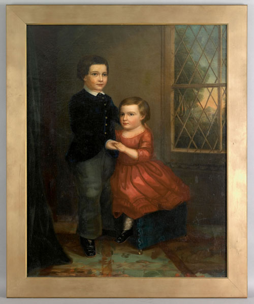 Appraisal: American School mid th c oil on canvas portrait of