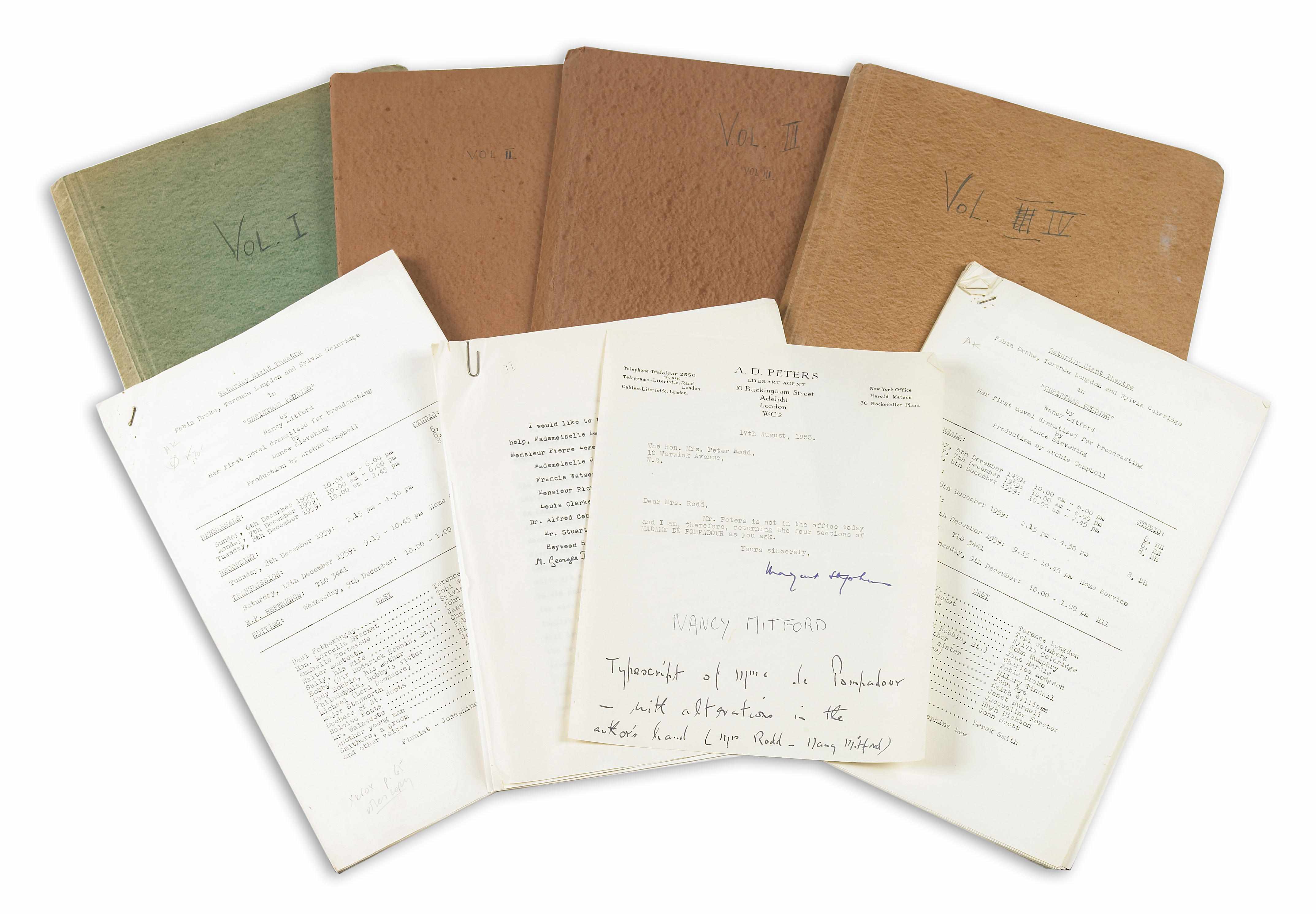 Appraisal: MITFORD NANCY - Typed Carbon with Annotations in the author's