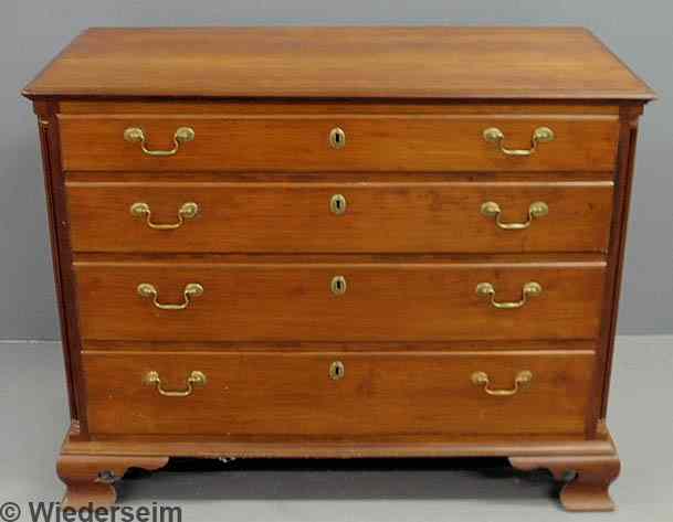 Appraisal: Philadelphia Chippendale cherry chest of drawers c with a molded