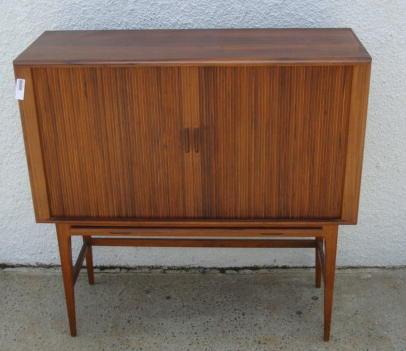 Appraisal: Rosewood Tambour Front Server By Boghius Midcentury From a Larchmont