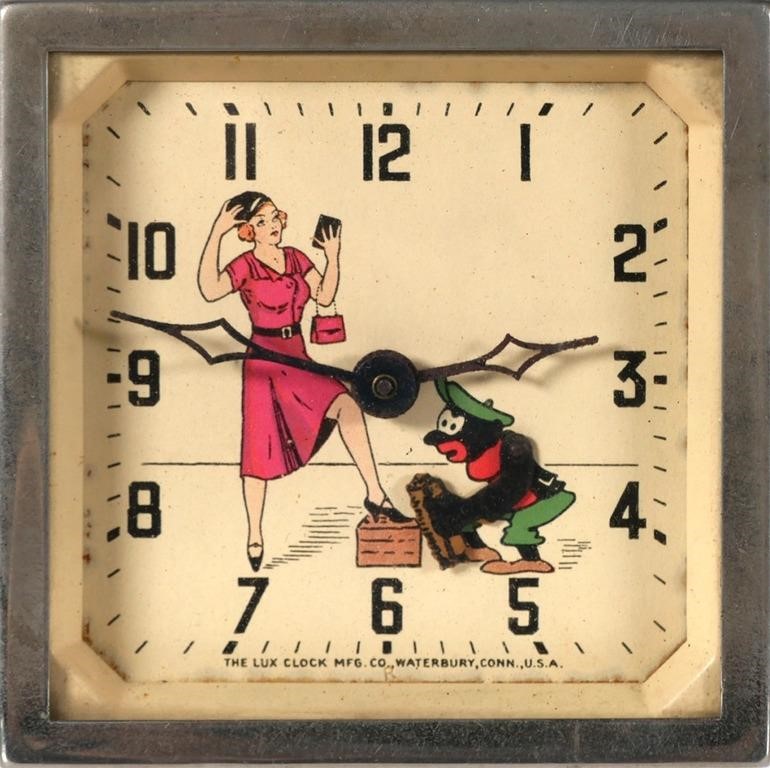 Appraisal: Vintage Lux Shoe Shine Boy animated clock When running properly