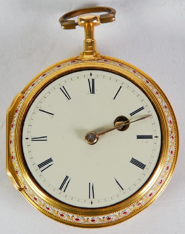 Appraisal: ANTIQUE POCKET WATCH in George III gold and enamelled case